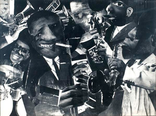 Jazz (Chicago) Grand Terrace, 1964, by Romare Bearden; gelatin silver print (photostat) mounted on fiberboard, 34 7/8 by 47 inchesCourtesy of DC Moore Gallery